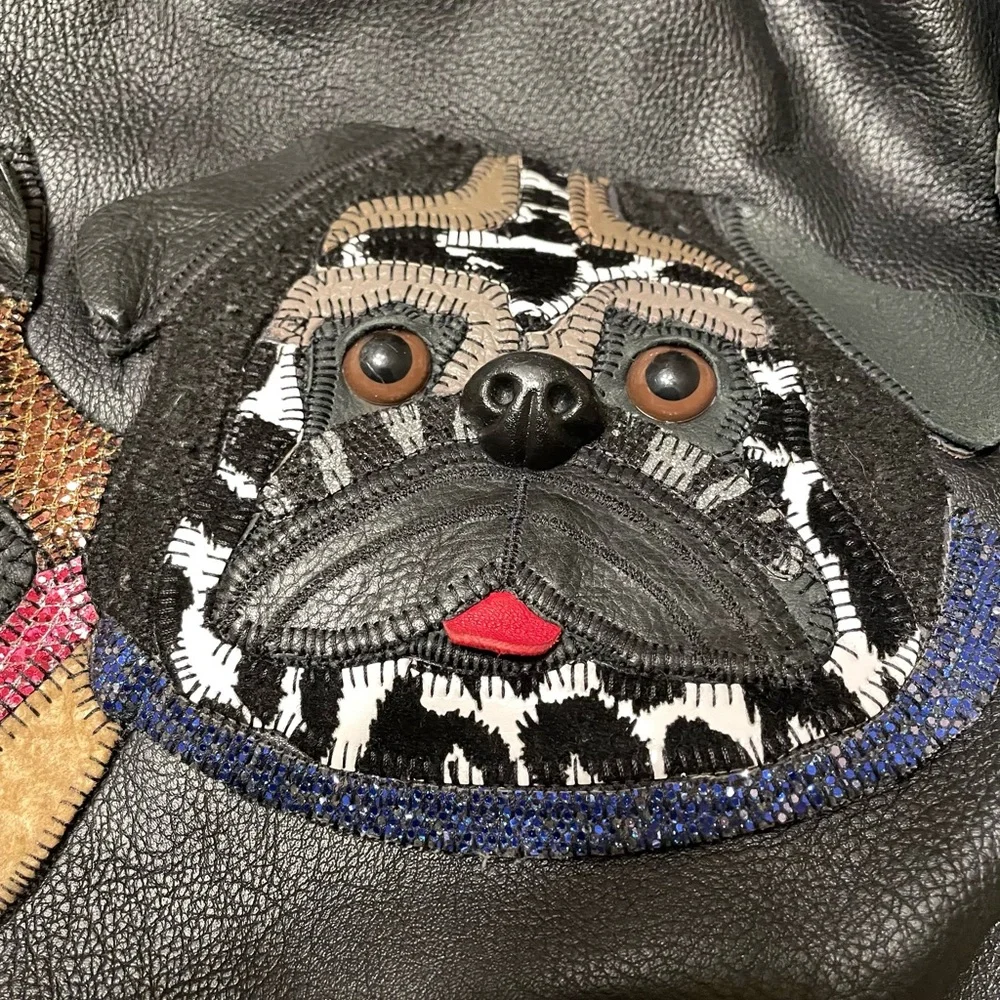 Handmade Black Leather Pug Bag - Picture 6 of 12